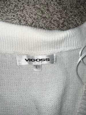 Vigoss White and Navy Contrast Trim Knit Button-Up Sweater Vest Size L thumbnail 2