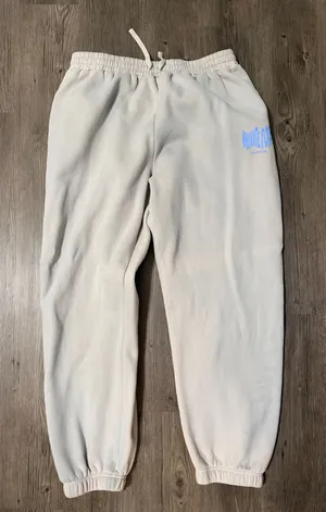 White Crow White Fox Boutique light gray sweatpants with blue logo thumbnail 1
