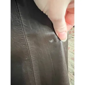 leather trench coat brown double breasted Vintage 1970s sz 7 thumbnail 13