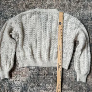 Free People Amelia Cardi Cream Alpaca Knit Button Front Cardigan Sweater S thumbnail 6