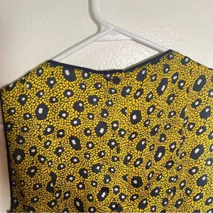 Zara Womens Size Small Sleeveless‎ Shift Dress Yellow Navy White Geo Button Back thumbnail 9