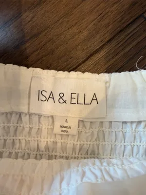 Isa & Ella Women’s White Eyelet Ruffle Peplum Tank Top Size Large - C73-035 thumbnail 2