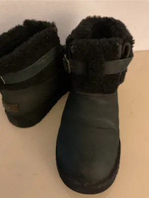 UGG women Black leather shearling shirt classic boots US 10 thumbnail 5