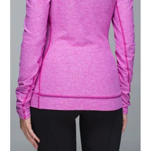 Think Fast Long Sleeve Heathered Ultra Violet Pink Purple Ruched Top 8 thumbnail 3