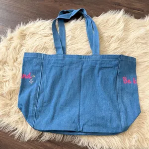 Hoodies For Heroes "kindness is free" Colorful Star Patch Denim Tote Bag thumbnail 6
