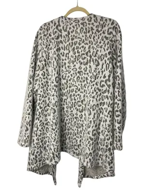 Maurices Womens XXL Fuzzy Open Front Cardigan Leopard Print Cozy Pockets Used thumbnail 2