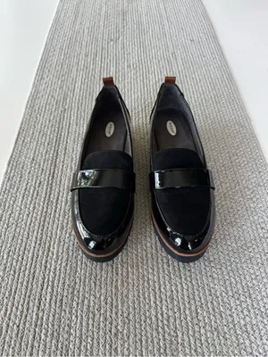 Dr. Scholl's Black Patent and Suede Platform Loafers Sz 7 thumbnail 7