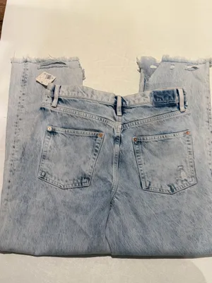 We The Free People 28 Jeans Tapered Baggy Boyfriend Purple Rock Distressed NWT thumbnail 3