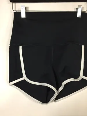 Free People Sporty Black High-Rise Athletic Shorts with White Trim thumbnail 8