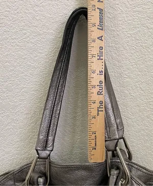 B. MAKOWSKY Metallic Silver Double Handle Shoulder Bag thumbnail 6