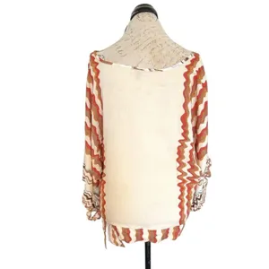 Unique spectrum Blouse Kimono Sleeve Side Tie Boho Southwestern Tribal Sz Large thumbnail 2