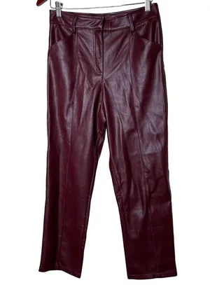 LBLC THE LABEL Jen Faux Leather Cropped Pants in Elderberry burgundy sz M thumbnail 2