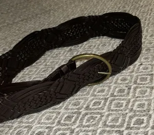Chunky Brown Braided Leather Belt‎ thumbnail 1