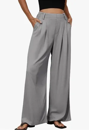 NEW High Waisted Career Waffle Dress Pants Trousers Pockets S thumbnail 1