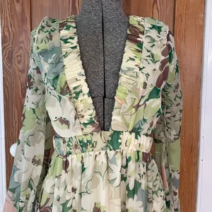 NWT ASOS DESIGN Tiered Ruffle Floral Strappy Lace Up Back Midi Dress ~ 6💛 thumbnail 5