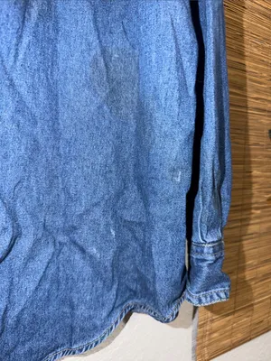 Vintage 90s Denim Shirt Pumpkin Embroidered Jean Shirt cottagecore granny teach thumbnail 5