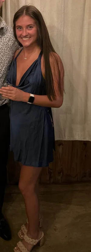 Navy Blue Satin Mini Dress Size XS thumbnail 1
