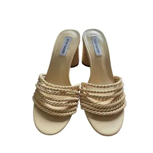 Steve Madden Jolina Block‎ Heel Cream Slip On Open Toe Sandals Size 8 thumbnail 3
