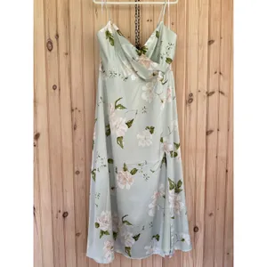 NWT Lulus Radiant Occasion Light Green Floral Satin A-Line Maxi Dress Resort 3X thumbnail 2