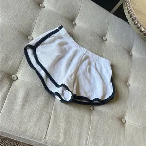 Brandy Melville White/Blue Trim Waffle Knit Lounge Shorts thumbnail 3