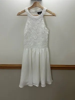 Lulus Lover's Game White Lace Skater Dress size small retails $59 thumbnail 2
