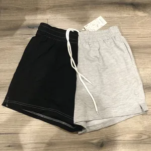 NWT Women’s Automet Two-Tone shorts Black Grey Split Sweatshorts Sweate Medium thumbnail 1