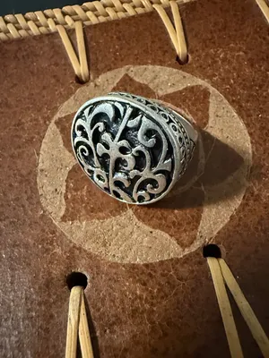 Ornate Filigree Oval Statement Ring in Silver Tone thumbnail 4