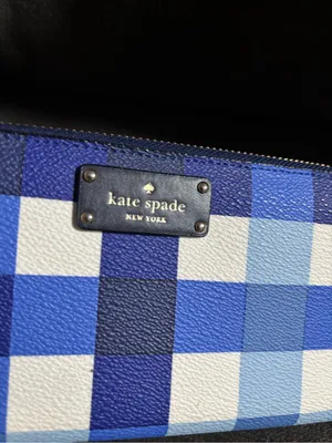 KATE SPADE - 'ANITA' Blue & White Plaid Check Continental Long Full Zip Wallet thumbnail 7