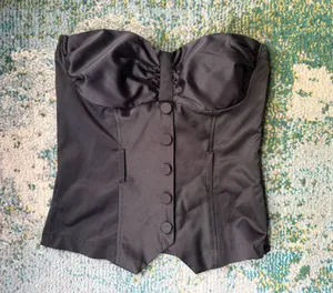 Y2K Charlotte Russe pinstriped black tuxedo tube top, size medium thumbnail 1