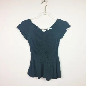 • POSTMARK • Anthropologie Ruched Peplum Top Sz XS thumbnail 2