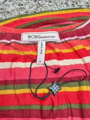 BCBGeneration BCBG Striped Button Up Crop Top Shirt Medium M NWOT Multicolor thumbnail 5