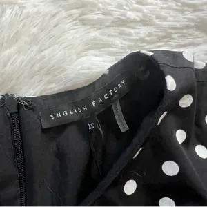 ENGLISH FACTORY Black Polka Dot Ruffle Mini Dress XS Babydoll Pockets NWT thumbnail 8