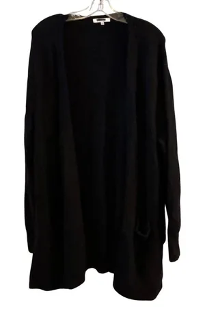Madewell Black Merino‎ Wool Blend Open Front Long Cardigan Sweater Size L- flaw thumbnail 1