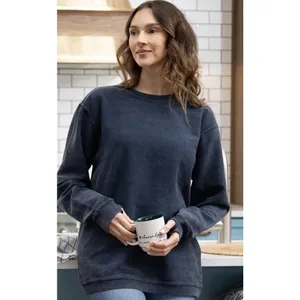 Royce Comfy Corded Top Sweatshirt Women's Small Thumb Holes Black‎ Minimalist thumbnail 2