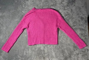 American Eagle XS Hot Pink Ribbed Knit Cropped Cardigan Button Front V-Neck NWOT thumbnail 8