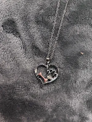 Forever In My Heart Dog Paw Print Necklace 925 Sterling Silver Heart Pendant thumbnail 2