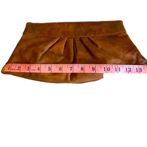 Lauren Merkin Boho Distressed Leather Brown Unique Luxe Clutch Bag thumbnail 2
