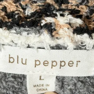 Blu Pepper Women's Southwestern Popcorn Knit Shawl Cardigan Cream Large thumbnail 3