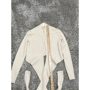 Athleta x Alicia Keys Ribbed Tie Front Knit Wrap Top Sweater Cream Womens Size M thumbnail 9