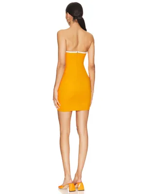 Lovers + Friends Strapless Orange Mini MADDISON MINI DRESS White Tie Small thumbnail 2