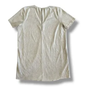 Oliveaceous Faux Suede Shift Dress M Taupe Beige V-Neck Short Sleeve‎ thumbnail 5