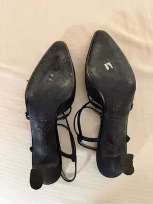 Amalfi Black Beaded Pointed Slingback Heels Size 8 thumbnail 2