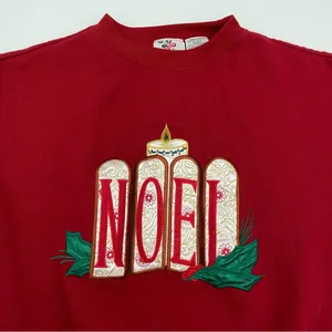 Vintage‎ Christmas Sweatshirt Ugly Xmas Sweater Red Noel Candle Holiday Small thumbnail 8