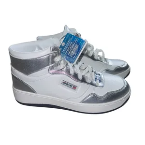 NEW Skechers Metallic Silver High Top Platform Sneakers - Shiny Holographic 10 thumbnail 2