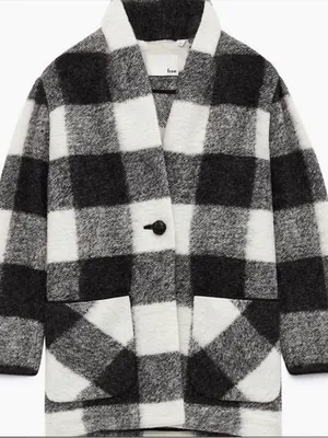 Aritzia Wilfred Free Off-Duty Jacket Size Medium Wool Black White Checkered thumbnail 1