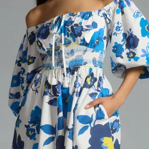 Anthropologie Plenty by Tracy Reese Off-The-Shoulder Puff-Sleeve Smocked Dress thumbnail 3