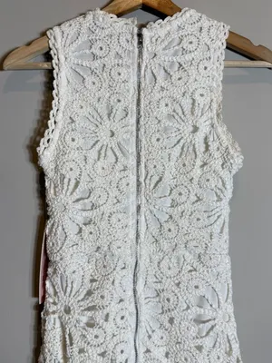Aqua Crochet Mini Dress Women's XXS White Bridal Bachelorette Cocktail Party NWT thumbnail 12