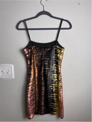 NWT By The Way Sequin Mini Dress Small Pink Gold Black Bodycon Party thumbnail 6