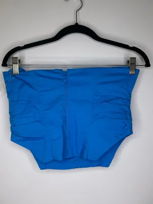 NWT Oh Polly strapless ruched corset top in blue size 6 thumbnail 4