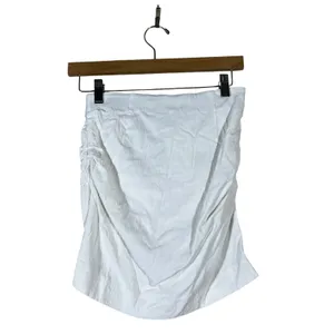 NWT Zara Ruched Side Button Solid Mini Skirt White Coastal High Waisted Size M thumbnail 5